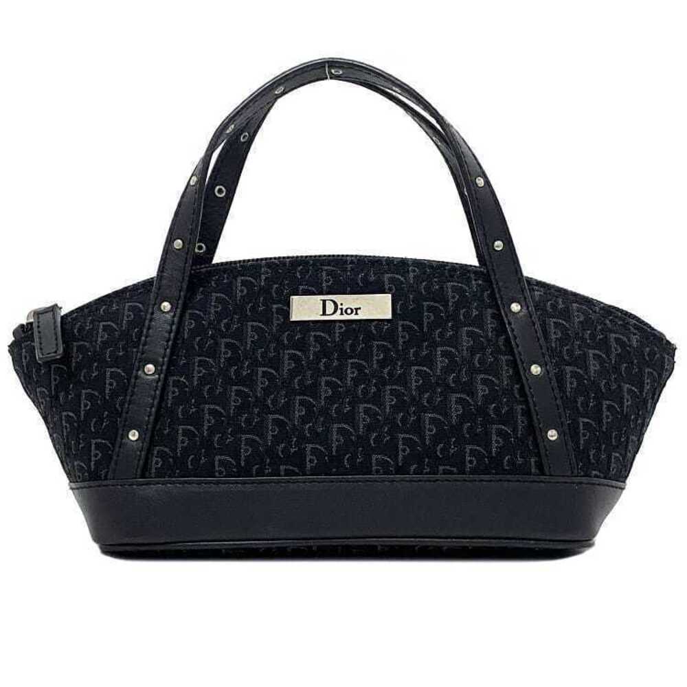 Christian Dior Handbag Trotter Bag Canvas Leather Accessory Pouch Silver Black